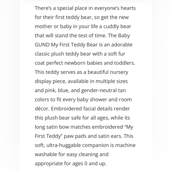 Baby Gund My First Teddy. Tan. 15 in. NEW!! Ages 0+UP Boy or Girl. - Picture 4 of 9